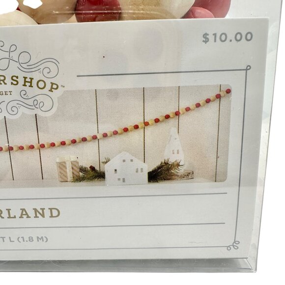 Wondershop 6 Ft Wooden Bead Garland Red & Natural Colors For Indoor Decoration - Picture 3 of 6